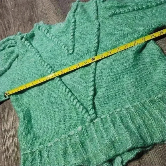 Vintage Lanamoden Salzburg Austrian Folk aqua  merino wool cardigan sweater - Picture 10 of 11